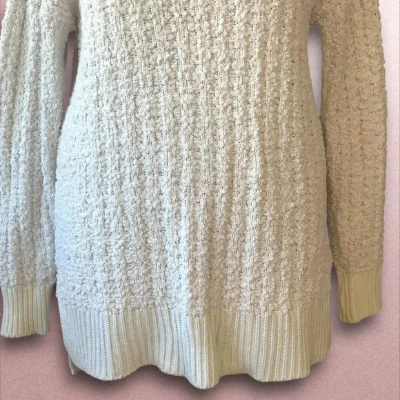 Zenana Premium Oversized Popcorn Knit Tunic Sweater Long Sleeves Size XL Ivory - Picture 5 of 16